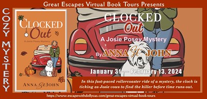 Virtual Book Tour, Book Review & Author Guest Post: Clocked Out: A Josie Posey Mystery by Anna St. John