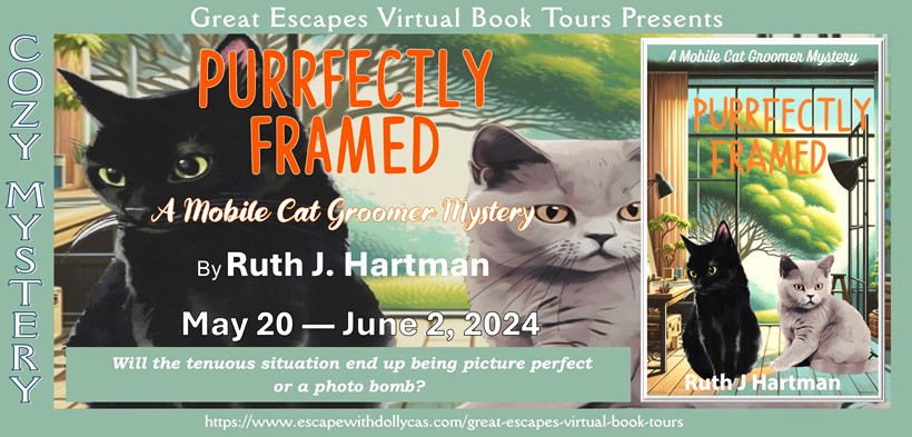 Virtual Book Tour & Book Review & #Giveaway: Purrfectly Framed (A Mobile Cat Groomer Mystery) by Ruth J. Hartman