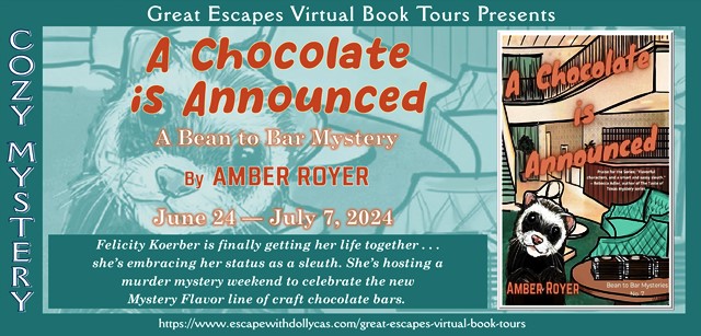 Virtual Book Tour & Book Review & Giveaway: A Chocolate is Announced (Bean to Bar Mysteries) by Amber Royer 