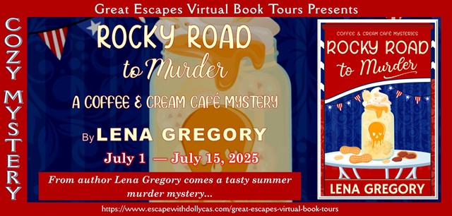 Virtual Book Tour & Book Review & #Giveaway: Rocky Road to Murder (Coffee & Cream Café Mysteries) by Lena Gregory 🍨