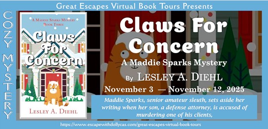 ❄️Virtual Book Tour & Book Review & #Giveaway: Claws for Concern (Maddie Sparks Mystery, Book 3) by Lesley A.&nbsp;Diehl